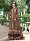 Chocalate Colour Latest Fancy Designer Wedding Wear Tusser Silk Heavy Embroidery Work Stylish Gown Collection 9010